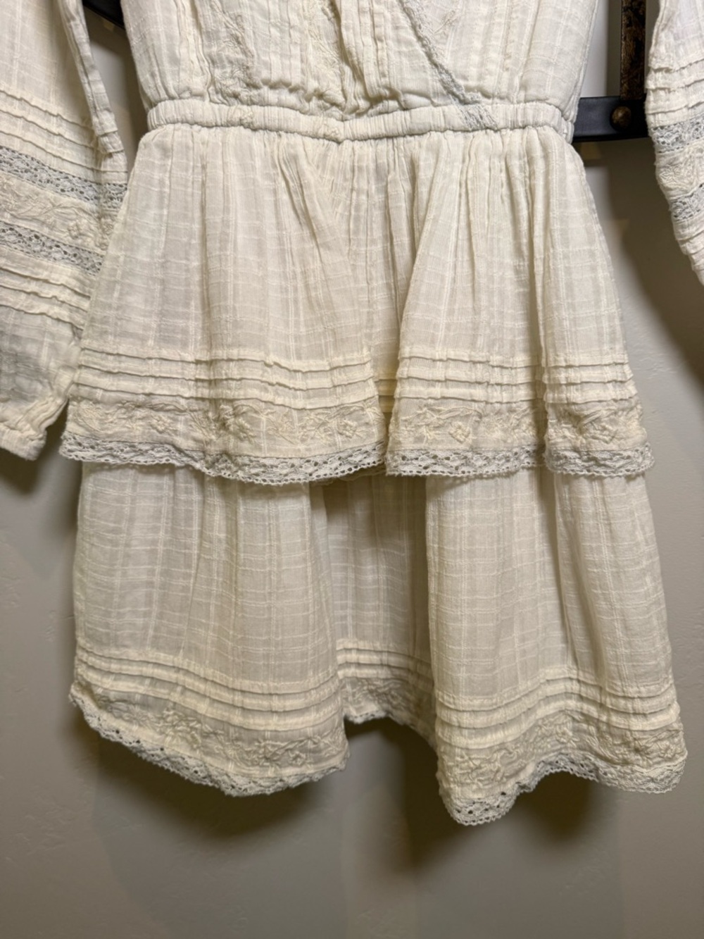 American Eagle Cream Crochet-Trim Gauze Dress - Picture 6 of 8